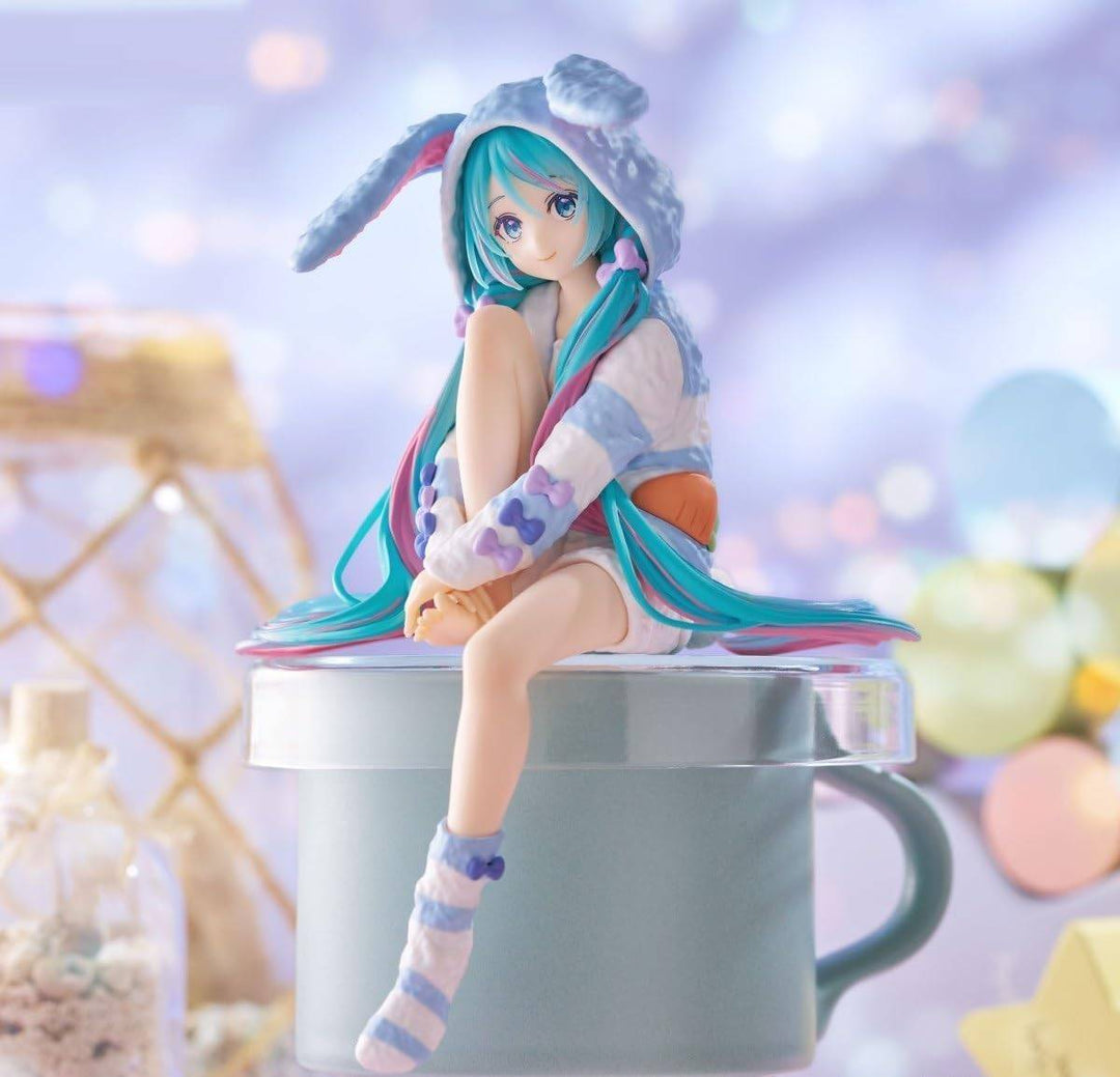 Piapro Characters Hatsune Miku Noodle Stopper Figure Usamimi Pajama Blue Ver. (FuRyu)